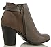Soda Women's Faux Leather and Faux Suede Back Buckle Accent Chunky Heels Ankle Boot