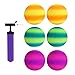 Get Out! Rubber Play Ball 6pk & Inflator, 8.5in (3) 2-Toned Pairs – Small Playground Ball Four Square Balls & Pump