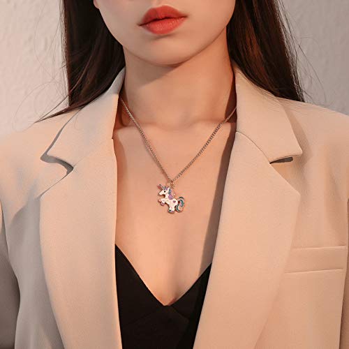 Unicorn Backpack Leather Rainbow Bag with Unicorn Eye Mask & Necklaces (Pink Set 1)