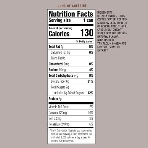 LA COLOMBE VANILLA DRAFT LATTE WITH OATMILK – 9 FL. OZ. 4 PACK – 100% ARABICA BRAZILIAN COLD BREW COFFEE WITH NITROUS-INFUSED OATMILK, DAIRY-FREE VEGAN LATTE, 120MG NATURAL CAFFEINE
