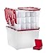 IRIS USA, WL-60 and MCC-130 Combo, Holiday Wing-Lid Box, Ornament Dividers, and Small Storage Box Combo, 60 Qt, Red, 1 Pack