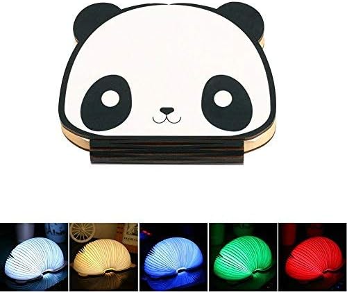 LED Book Lamp, Nightlight Wooden Folding Reading Desk Light Table Lamp Bedside Lamp Atmosphere Lamp with USB Rechargeable Lighting for Kids Children Adult Sleeping Light (7 Light Colors)