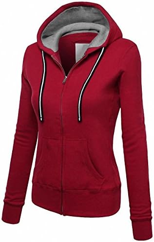 Women Hoodies Sweatshirts Long Sleeve Hooded Jacket Zipper Design Hooded Harajuku Sweatshirts Women Vestidos LJ7747E wine red XL