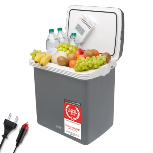 TZS First Austria - Elektrische Kühlbox 32L - Kühl- & Wärmefunktion - 12V/230V für Auto & Steckdose - Thermoelektrisch & Leise - Camping & Reise - Gra