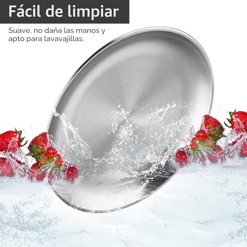 4 platos redondos de acero inoxidable para barbacoa, molde para tartas, plato ovalado para carne, placa de arroz, bandeja para servir, retro mate