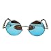 Screws Spring Legs Steampunk Sunglasses Silver Frame with Blue Mirror