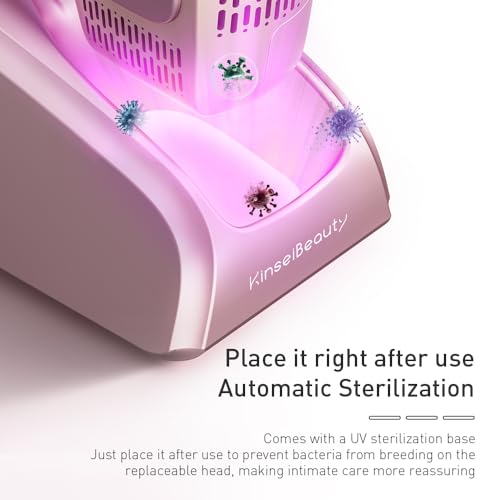 KinseiBeauty T36 Laser Hair Removal with Ice Cooling Painless Hair Removal for Women,10 Energy Levels and 999,999 Flashes, Hair Removal Device for Whole Body with 1*Bikini+1*Face+1*HR Lamp, Pink