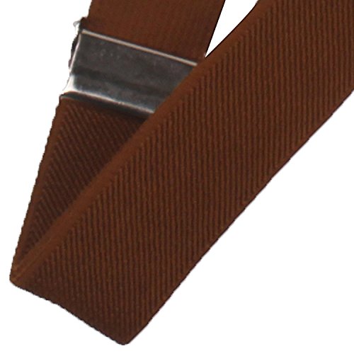 ORSKY Men's Suspenders Strong Clips Adjustable Y Shape Brown