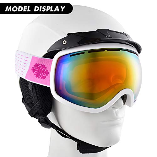 Snowledge Ski Snowboard Goggles with UV400 Protection, OTG Skiing Snowboarding Goggles of Double Spherical Lens with Anti-Fog Ski Goggles for Men, Women, Helmet Compatible Snow Goggles - Thumbnail 4