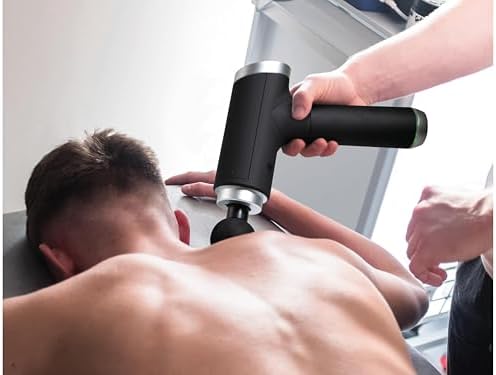 Pistola Massaggiante – Dispositivo Compatto per Massaggio Muscolare con Massaggio Profondo, 6 Velocità e 5 Testine, Massage Gun per Schiena, Collo, Spalle, Fitness e Recupero – LX-013