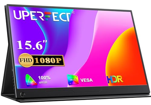 UPERFECT Portable Monitor 15.6 Inch with FHD 1080P IPS Matte Screen Standard HDMI/Type-C for Laptop/PC/Phone/Switch, Second Display with Protective Cover, VESA Compatible