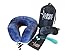 Globe Trot Gear Memory Foam Travel Neck Pillow with Ear Plugs, Carrying case, Eye Mask and Gel (Blue with Black Eye Mask)