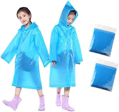 Cinhent Raincoat 2PCS Portable Children Reusable Rain Ponchos for 6-12 Years Old