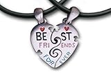 TWO Hearts - Best Friends Necklace, Break Apart - Classic Best Friends Split Heart Style