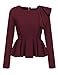 Meaneor Women's Ruffles Peplum Long Sleeve Dressy Blouse Tops (Medium, Wine Red)