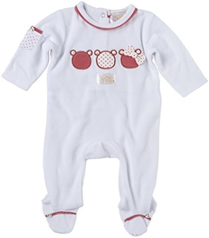 Perlee Baby Girls Newborn Cotton Velour Romper Stretchie Footed Coverall Footie - Pink (6 Months)
