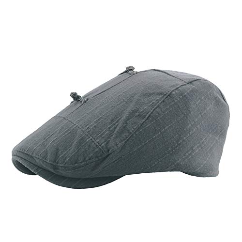 Men's Cotton Flat Newsboy Cap Vintage Ivy Cabbie Driving Hat Hunting Cap Beret (Gray, Hat Circumference:55-61cm/21.65"-24.02") - Thumbnail 2