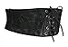 JOLLYCHIC Flower Embroidery Faux Leather Stretchy Wide Waist Belt Waistband Corset Black 65CM