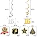 LINGTEER Happy 16th Birthday Decorations - 12Pcs Birthday Black & Gold Swirls Streamer Set,Cheers to Sixteen Years Old Bday Party Decorations Gift Sign.