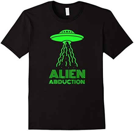 Mens Alien Abduction Funny Flying Saucer UFO T-Shirt. Novelty XL Black