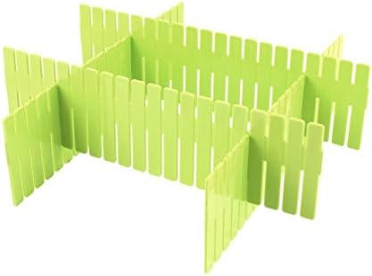 4pcs DIY Plastic Grid Drawer Divider - Adjustable Household Storage - Sub-grid Finishing Shelves for Home Tidy Closet Stationary Makeup Socks Underwear Scarves Organizer (Green)