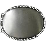 Plain Antique Silver Oval Weastern Belt Buckle