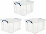 Really Useful Box 3x35 Litre Clear Storage Box Set with Lids view 6