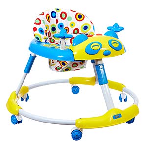 Dash Stylish Baby Walker, Activity Walker with Music Buttons, Cushioned Seat, 360 Degree Wheels n High Back Rest (Blue)