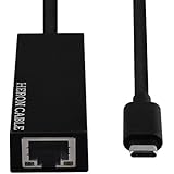 Heron Cable USB 3.1 Type-C to 10/100/1000 Gigabit Ethernet Network Adapter compatible with Thunderbolt 3 port for Windows and Mac OS(Black)