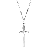 Sterling Silver Dagger Sword Pendant Necklace, 18"