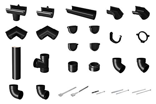 RAINWAY S Regenrinnen Komplettset (1 Dachseite) - PVC-U Kunststoff in 4 Farben, für Dachflächen < 100m² empfohlen (Set… – Bild 6