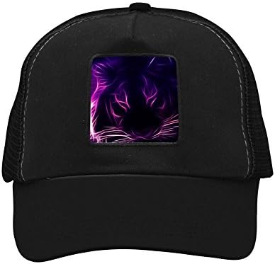 Unisex Casual Baseball Cap Purple Neon Tiger Visor Cap Adjustable Mesh Trucker Hat