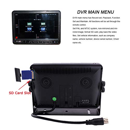 CAMSLEAD Heavy Truck Car Backup Camera System 9" Monitor Built-in DVR Recorder with Quad Split Screen High Hardness & Earthquake-Resistant Side Camera Rear View Camera Monitor Kit for Truck Van Carava