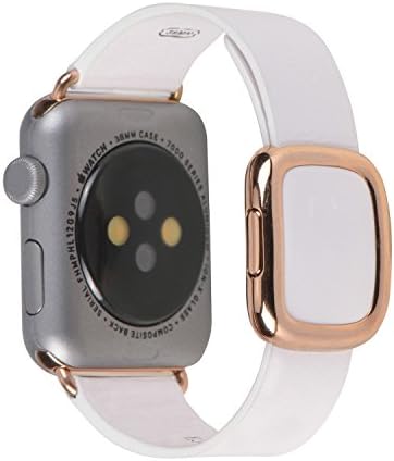 EvenLai Modern Buckle for Apple Watch Band 38mm 42mm with Magnetic Design Genuine Leather Band Replacement Strap for iWatch Series 1 and 2(White)