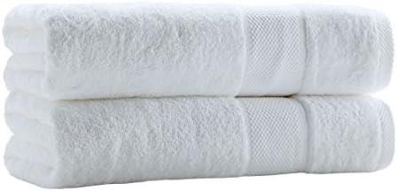 MAX DIRECT Soft Bath Towels Luxury Hotel & Spa Quality Towel 100% Ringspun Cotton , 2 piece, Natural Absorbent Eco-Friendly Machine Washable, 30 x 56inch,white
