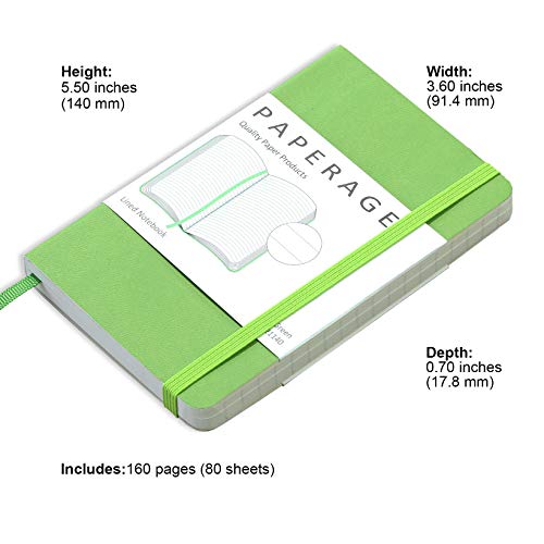 2-Pack Pocket Notebook Journal Notepad Small, College Ruled, 3.6" x 5.5", Faux Leather Soft Cover Mini Journal, 100 GSM Thick Paper, Inner Pocket (Green Lined)