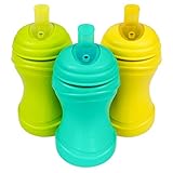 Re-Play Made in The USA 3pk Soft Spout Sippy Cups for Baby and Toddler - Green, Aqua, Yellow (Aqua Asst.)