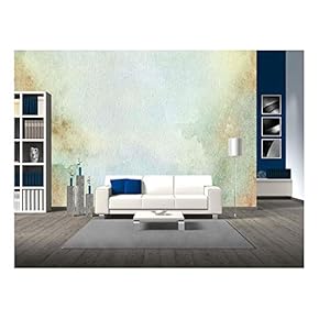 Abstract Light Blue and Beige Watercolor Background - Removable Wall Mural | Self-Adhesive Large Wallpaper - 66x96 inches