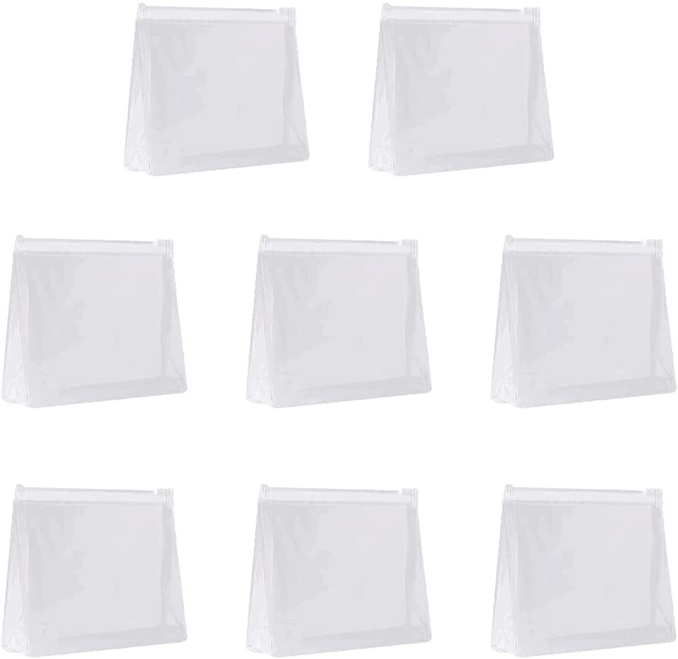 8 Pieces Mini Small PVC Transparent Plastic Cosmetic Organizer Bag Pouch with Zipper Closure for Vacation Travel, Bathroom and Organizing Waterproof Makeup Bag