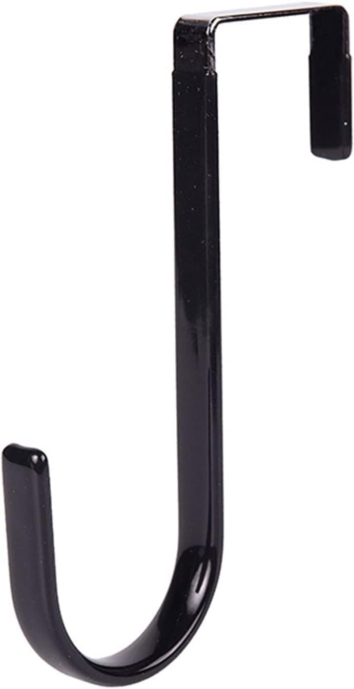 DPWOUM Black Wreath Hanger - Strong Bearing Fall Christmas Halloween Decorations, Carbon Steel Door Hook 5" Height, Home Décor Accents