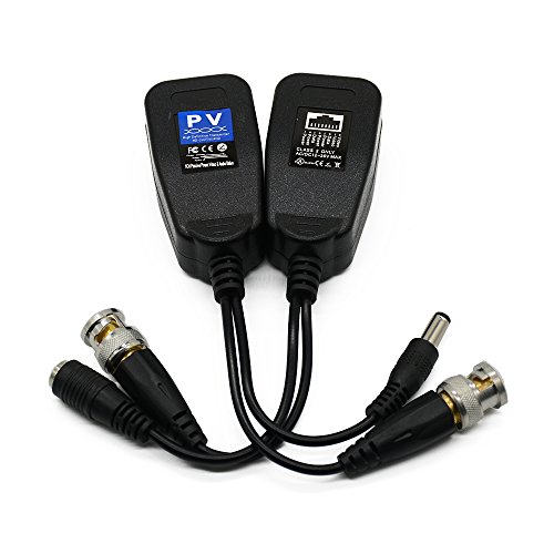 Video Balun, TYUMEN HD-CVI/TVI/AHD UTP Passive Video Balun with DC Power Connector and RJ45 UTP CAT5e/Cat6 Transmitter/Receiver, Including Lighting Protection, 1 Pair