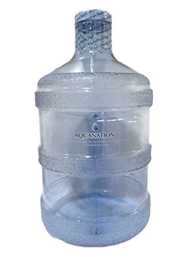 AquaNation BPA Free Reusable FDA Grade Chemical Free Plastic Drinking Water Big Mouth Bottle Jug Container with Holder Drinking Canteen, 1 gal, Light Blue