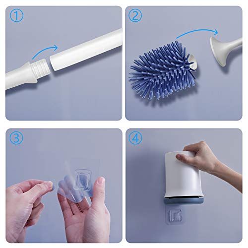 aifulo Toilettenbürste,WC-Bürsteund Behälter,Handgriff ist abnehmbar und schnell trocknendem Haltersatz,Wandmontage & Stehen für Badezimmer Toilette und Gäste-WC (Blau)