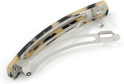 Medium Animal Print Acrylic Barrette Hair Clip Grip (Nude/Dark Brown) - 85mm Across, silver, brown, beige - Image 5