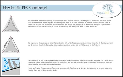 Vivanutria aguasol Sonnensegel Rechteck 3 x 4 m + GRATIS (!) Befestigungsmaterial | Farbe Creme | für Garten, Balkon & Terrasse | Sonnenschutz | Wetterschutz | wasserabweisend | PES | Polyester – Bild 6