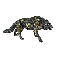Everspring Import Company Resin Statues Metallic Silver Finish Mechanical Steampunk Timber Wolf Statue 14.75 X 6.5 X 5 Inches Silver