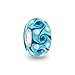 Blue glass Swirl 925 Silver Murano glass Lampwork Bead Charm