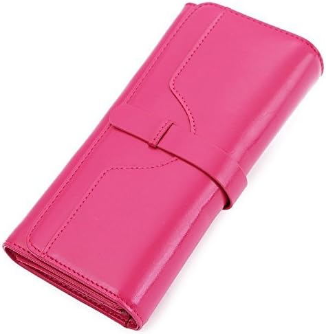 Red Rose in Europe and America Retro Leather Wallet Ms. Long Wallet High-capacity Oil Wax Leather Clutch Wallet