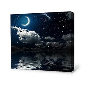Canvas Wall Art for Living Room,Bedroom Home Artwork Paintings Charming Moon Ready to Hang - 12x12 inches