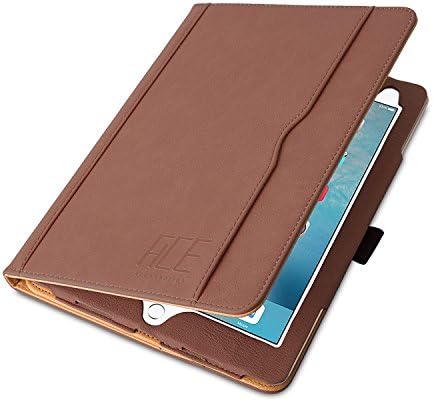 ACE-ACCESSORIES Original Luxury Tan Leather Flip Case for iPad Pro 9.7" in Brown with Auto Sleep and Pen Holder